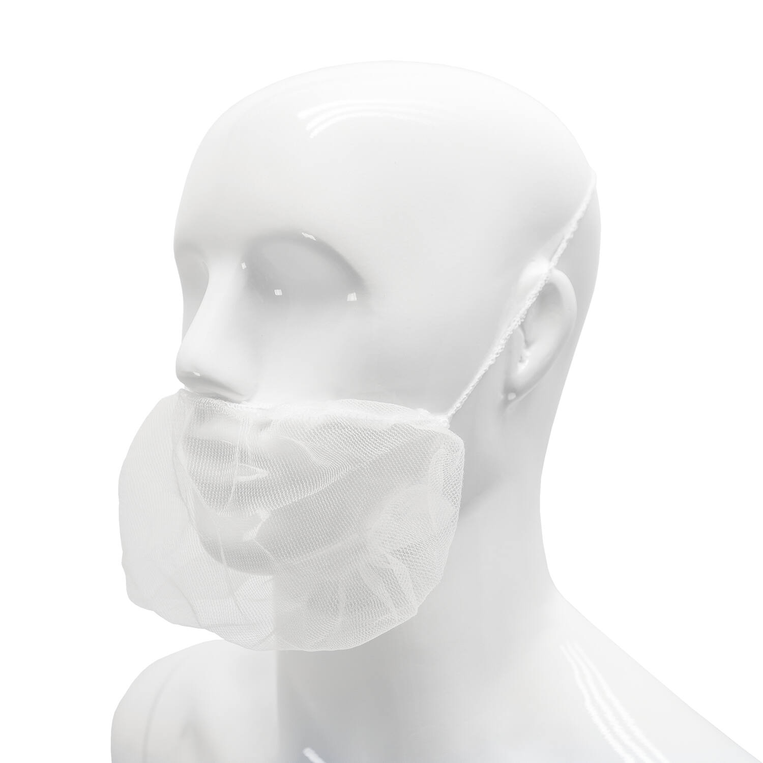 HYGOCLEAN® baardmasker nylon 46cm wit headloop