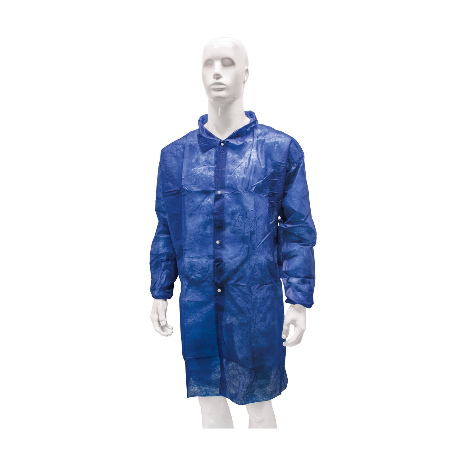 HYGOCLEAN® bezoekersjas PP drukknoop blauw S