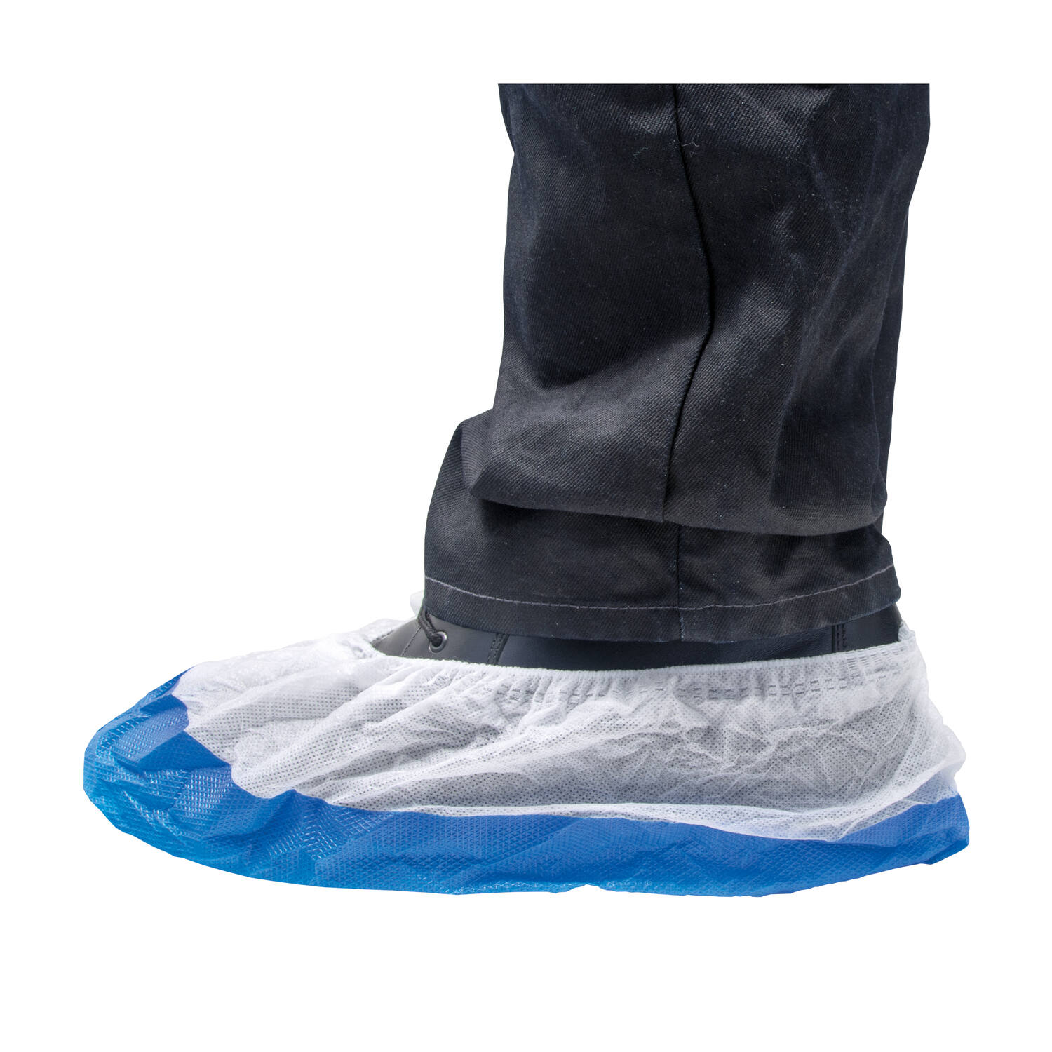 HYGOCLEAN® overschoen PP-PE wit/blauw 70Mu geruwd