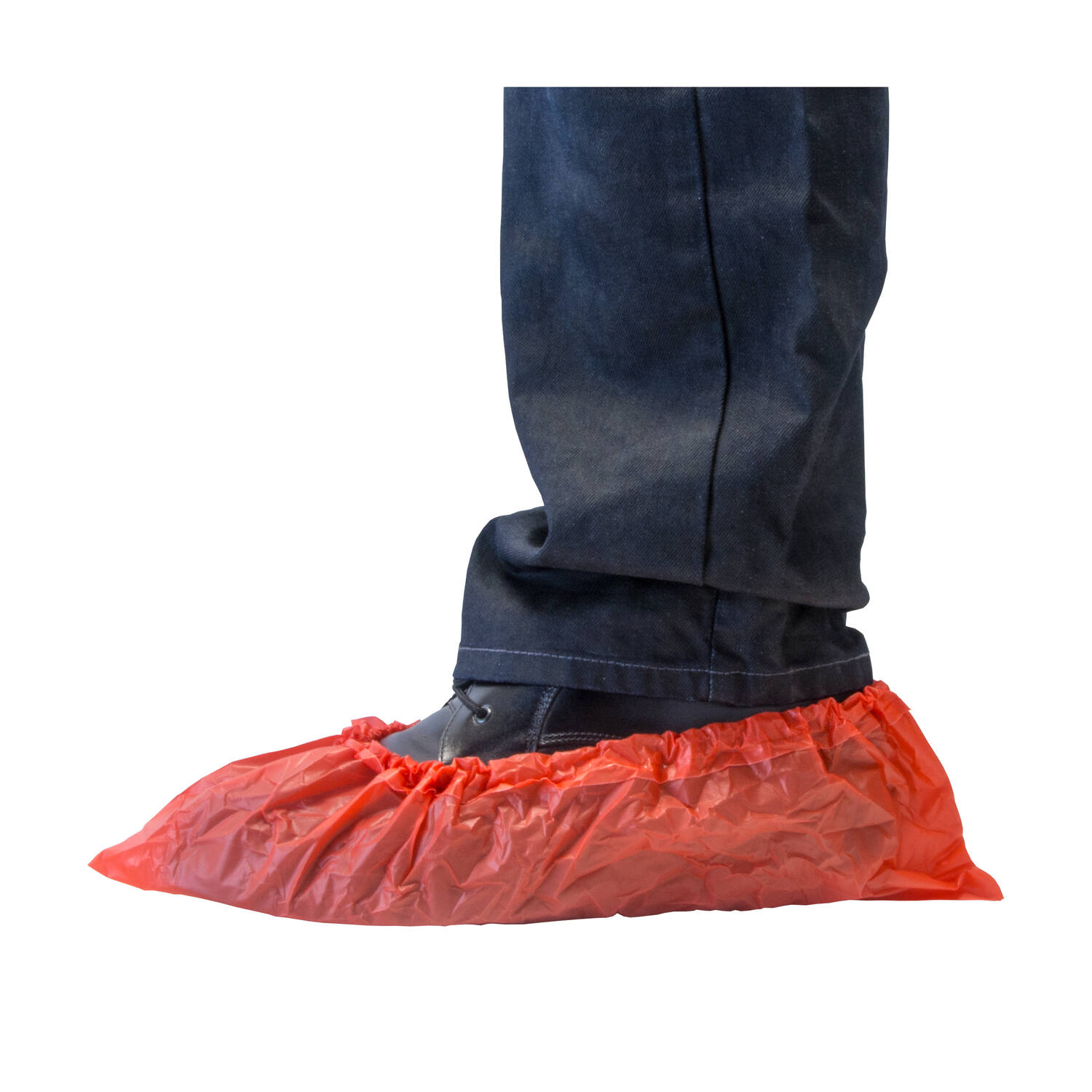 HYGOCLEAN® overschoen CPE rood 70Mu geruwd