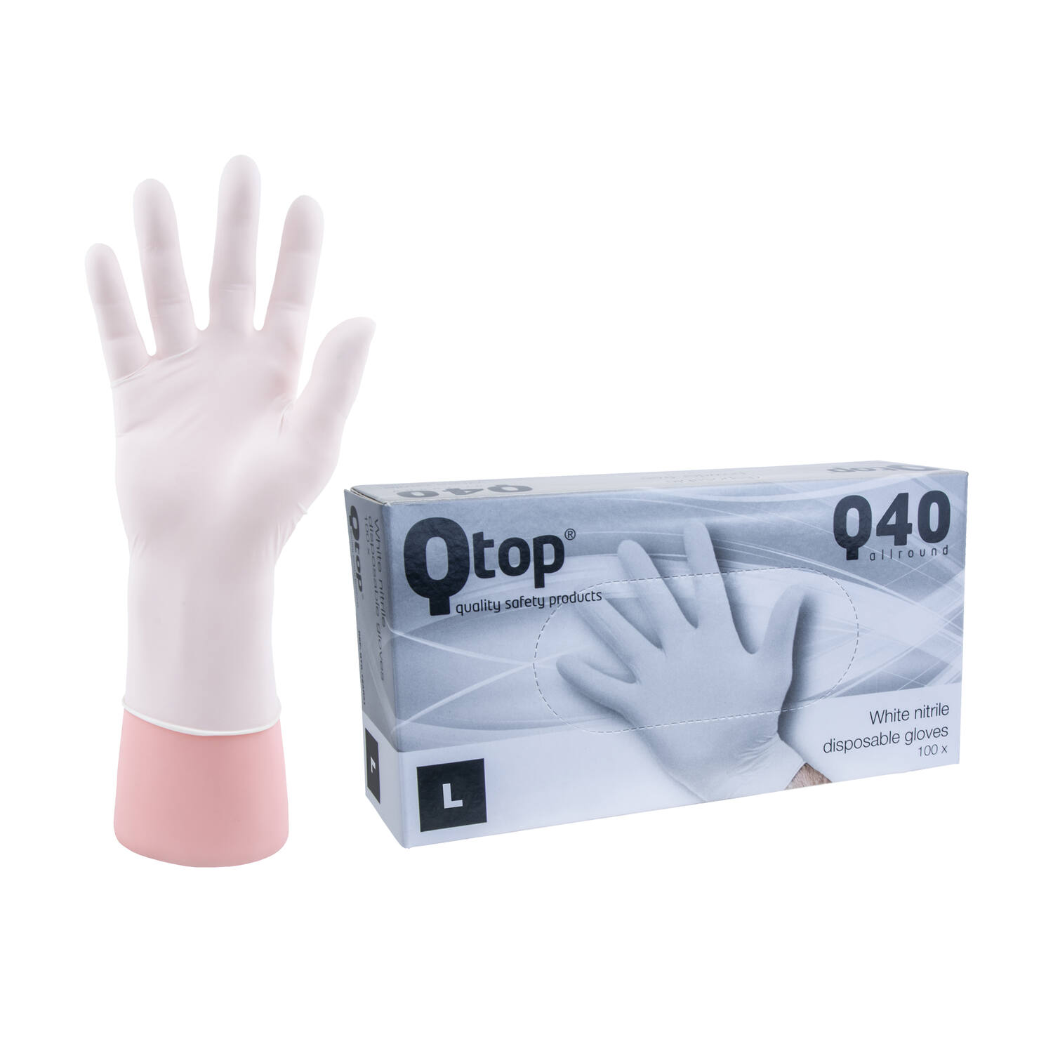 Q-TOP® Q40 handschoen nitril 4gr wit L