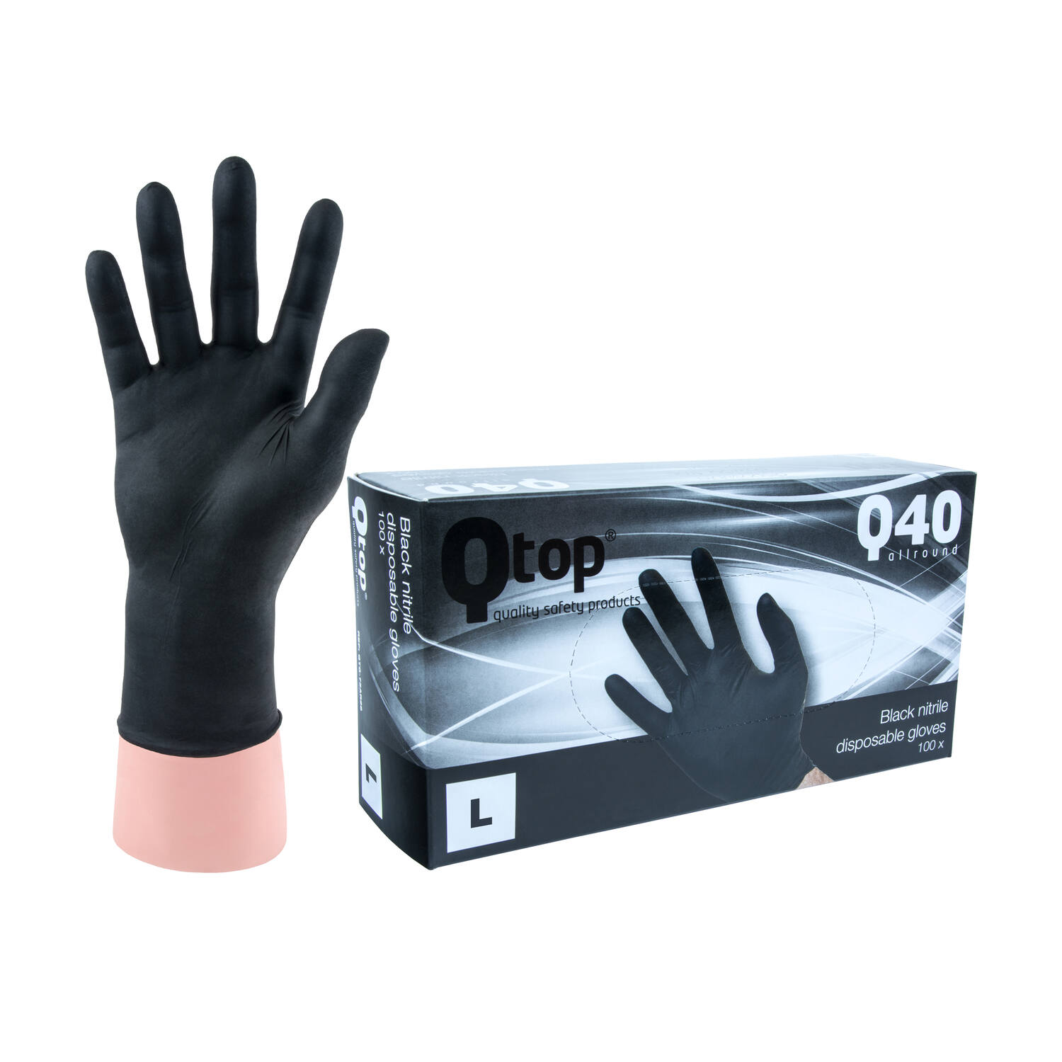 Q-TOP® Q40 handschoen nitril 4gr zwart L