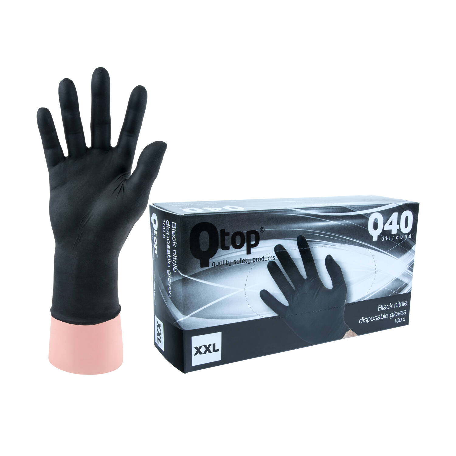Q-TOP® Q40 handschoen nitril 4gr zwart 2XL