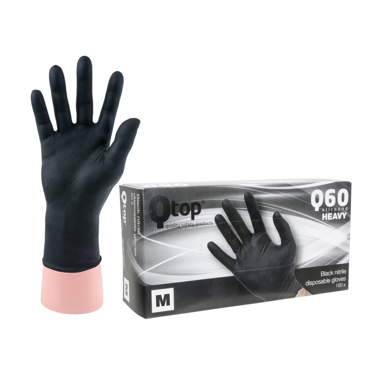Q-TOP® Q60 handschoen nitril 6gr zwart M