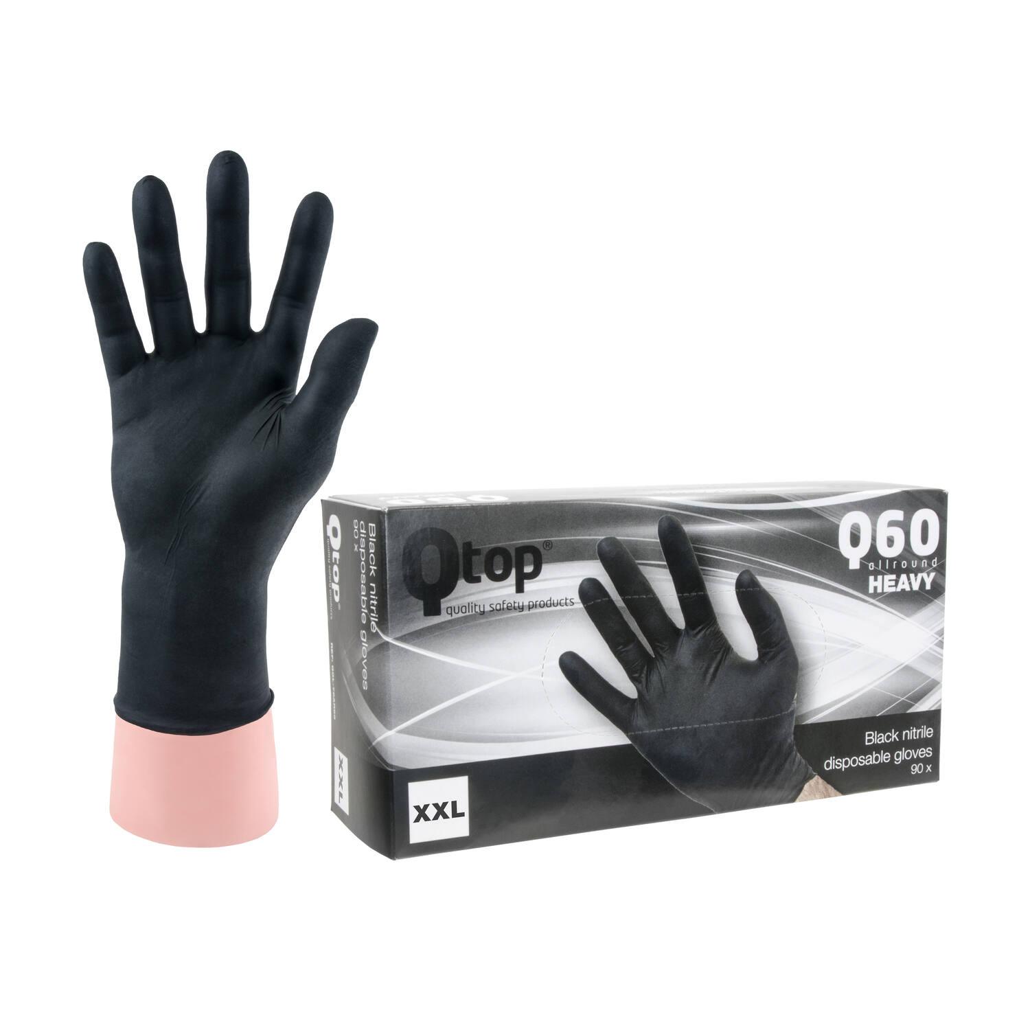 Q-TOP® Q60 handschoen nitril 6gr zwart 2XL