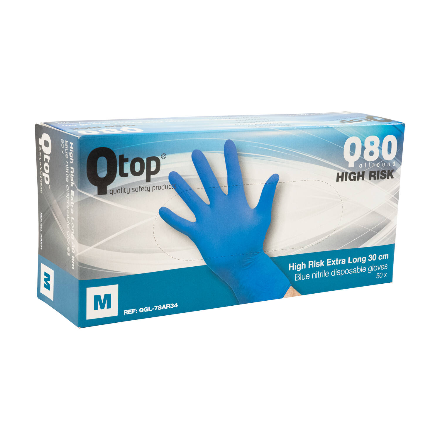 Q-TOP® Q80 handschoen nitril 30cm blauw M