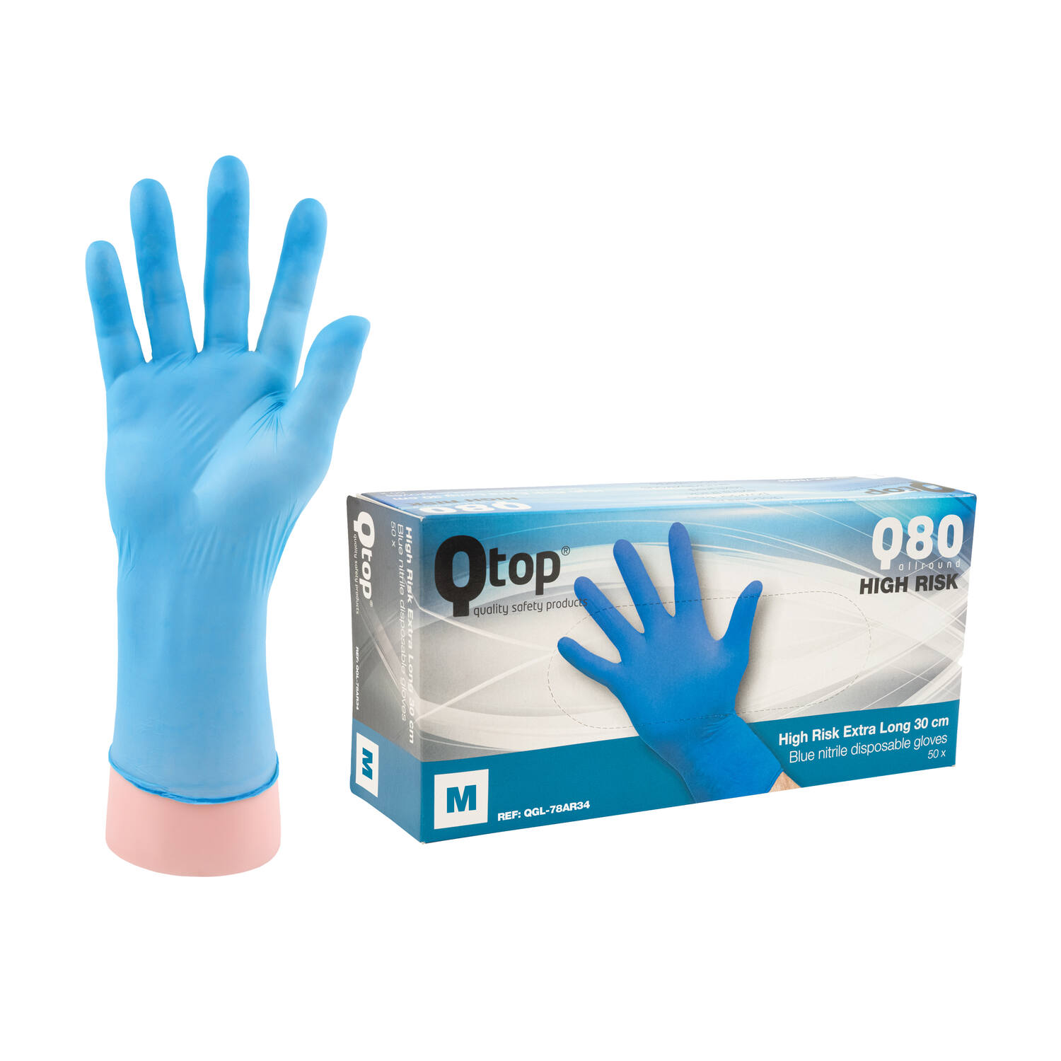 Q-TOP® Q80 handschoen nitril 30cm blauw M