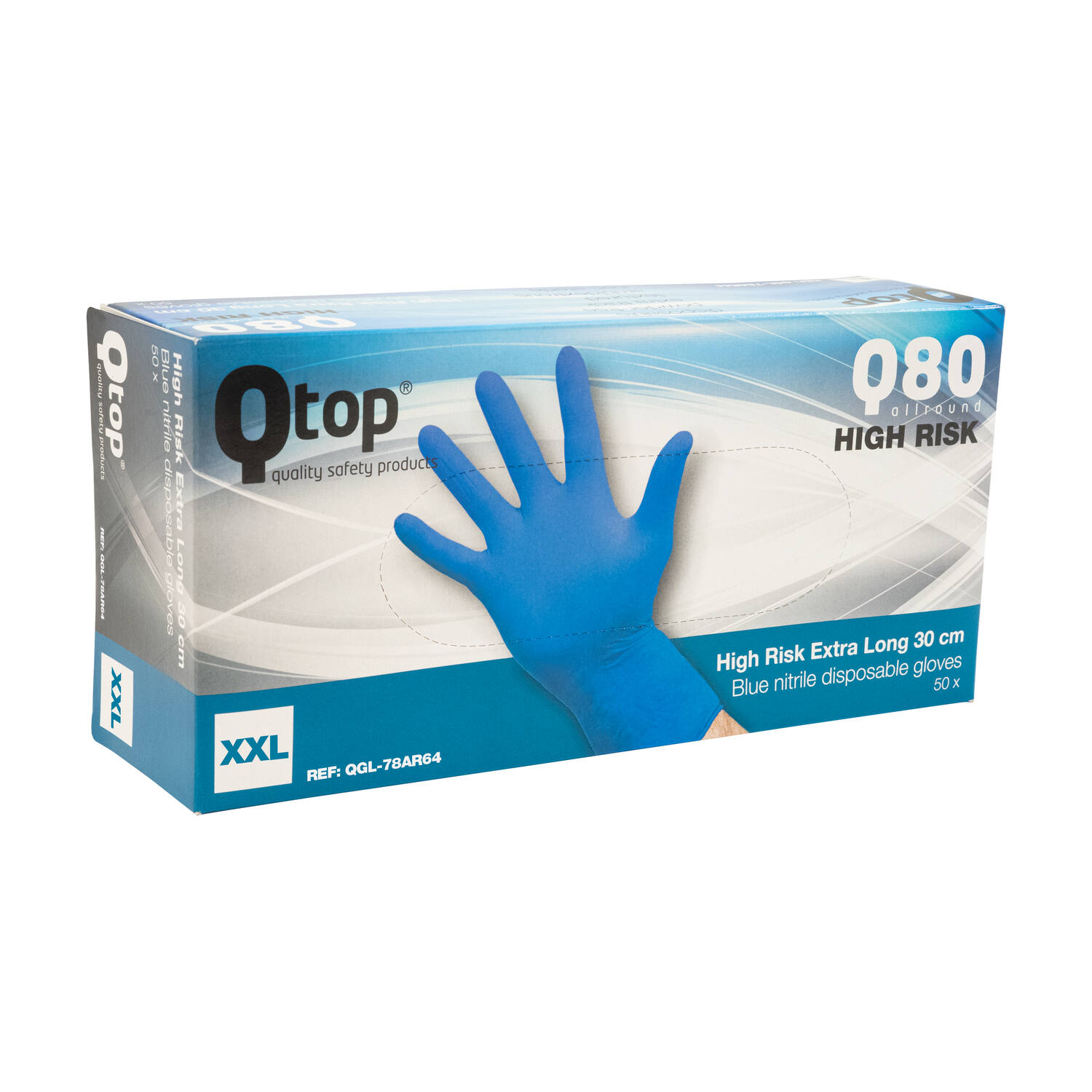 Q-TOP® Q80 handschoen nitril 30cm blauw 2XL