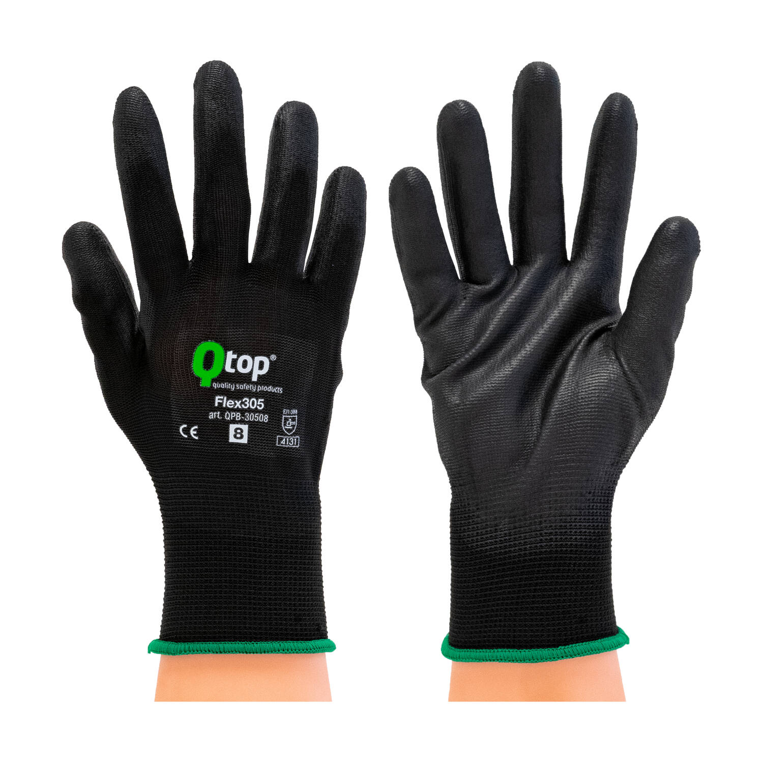 Q-TOP® FLEX305 handschoen PU palm PE zwart M