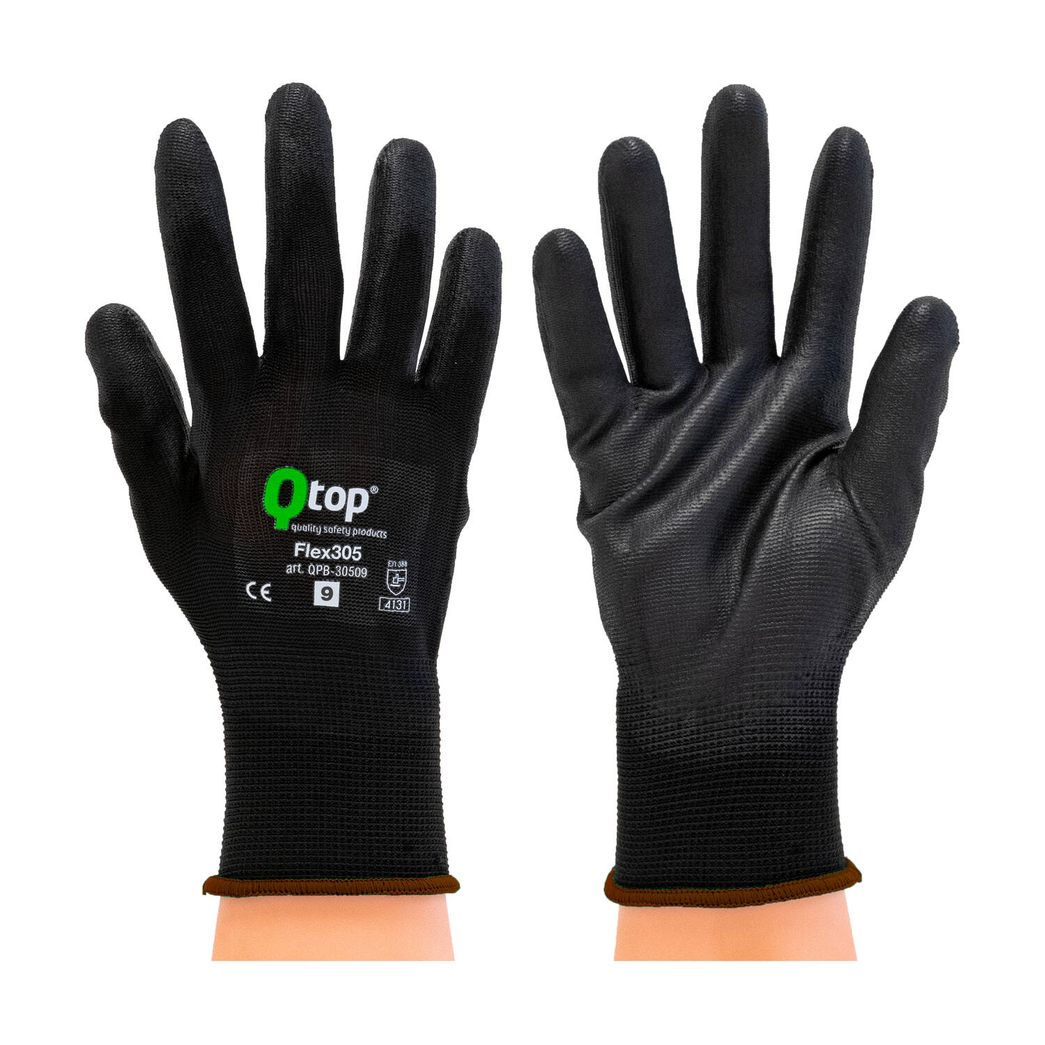 Q-TOP® FLEX305 handschoen PU palm PE zwart L