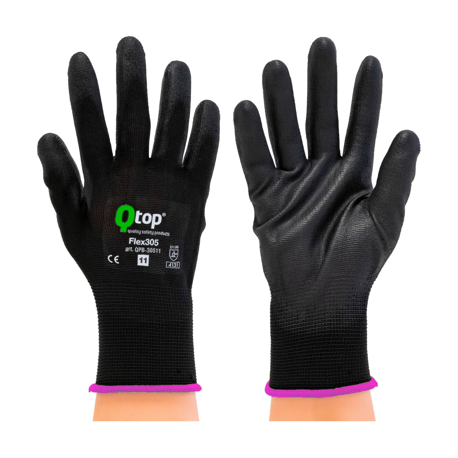 Q-TOP® FLEX305 handschoen PU palm PE zwart 2XL
