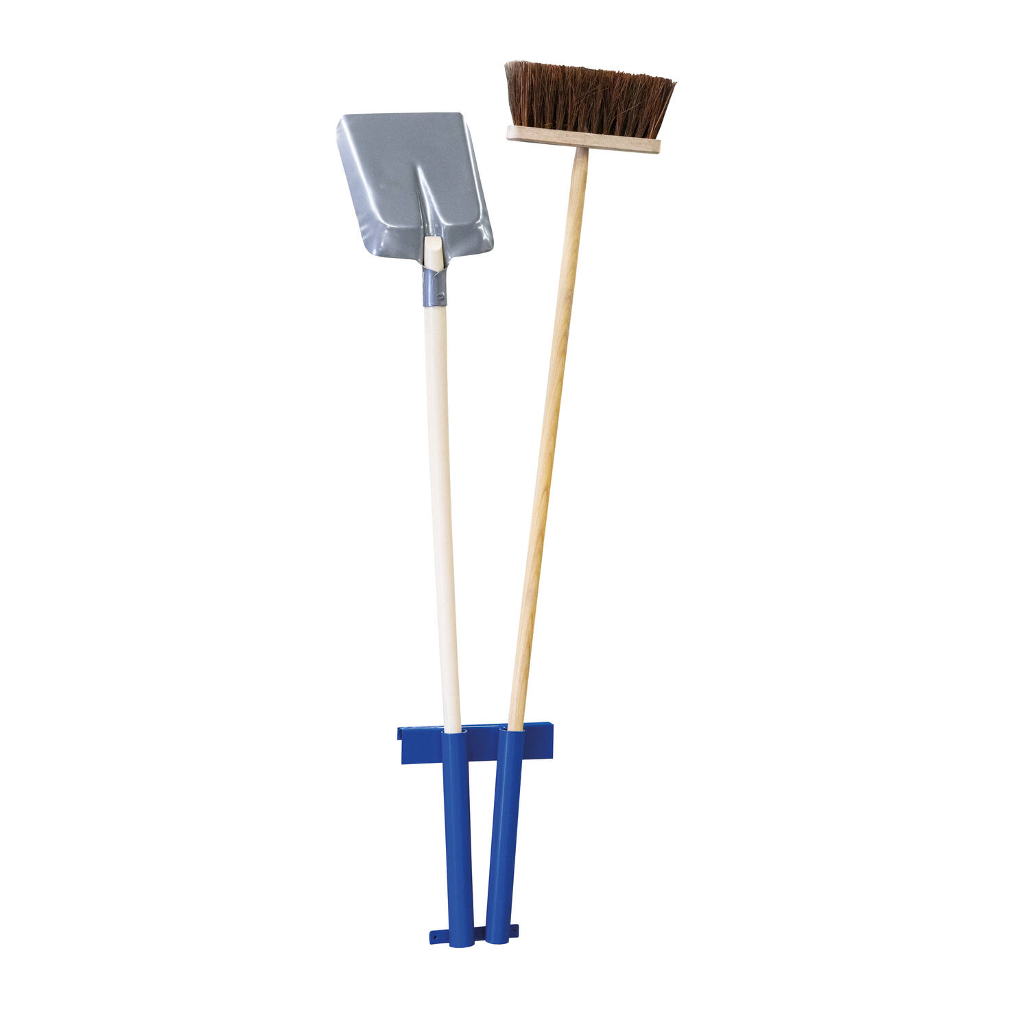 Veegset houder blauw klein tbv harde bezem/schop