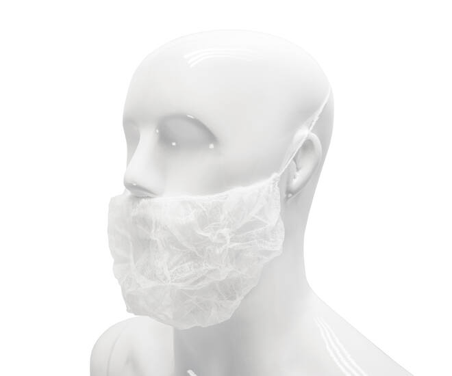 HYGOCLEAN® baardmasker PP wit 46cm headloop