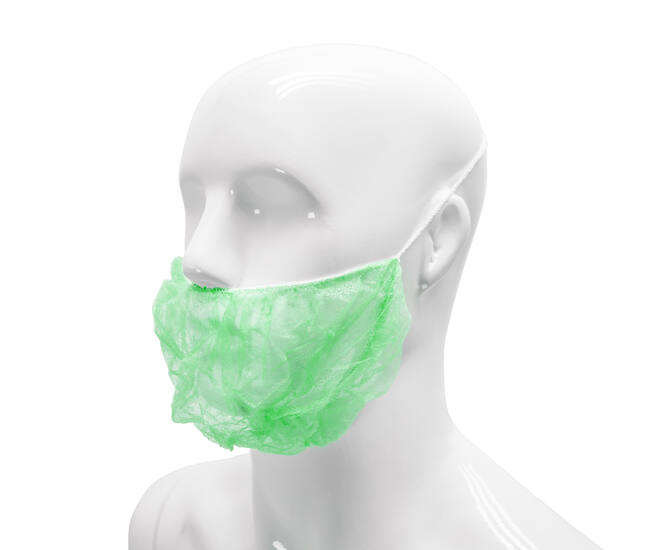 HYGOCLEAN® baardmasker PP groen 46cm headloop