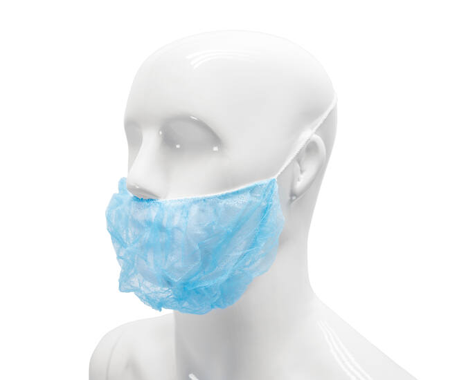 HYGOCLEAN® baardmasker PP blauw 50cm headloop