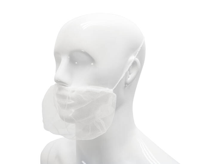 HYGOCLEAN® baardmasker nylon 46cm wit headloop