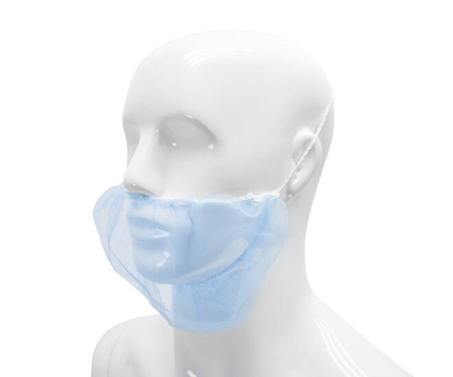 HYGOCLEAN® baardmasker nylon 46cm blauw headloop