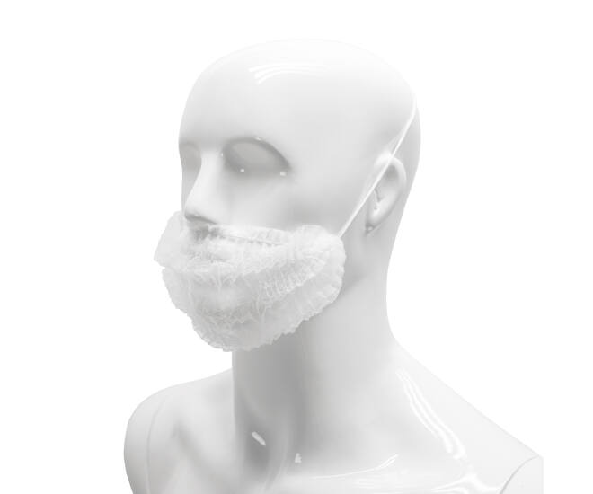 HYGOCLEAN® baardmasker PP 50cm wit clip