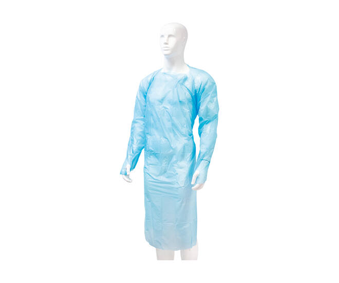 HYGOCLEAN® schort CPE lange mouw blauw 30Mu