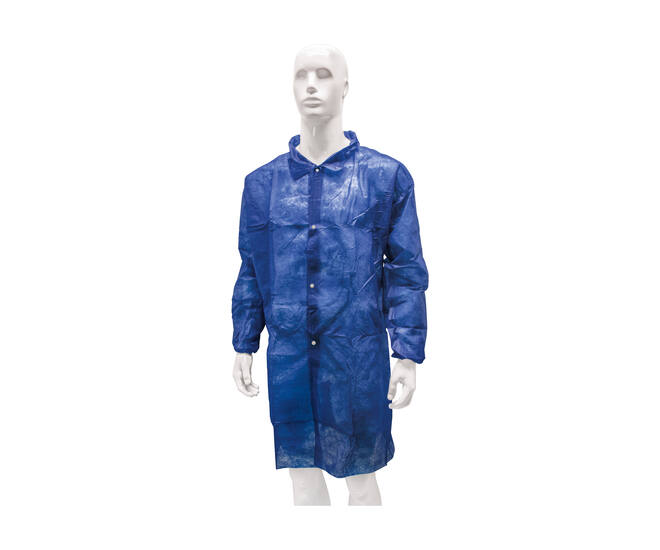 HYGOCLEAN® bezoekersjas PP drukknoop blauw S