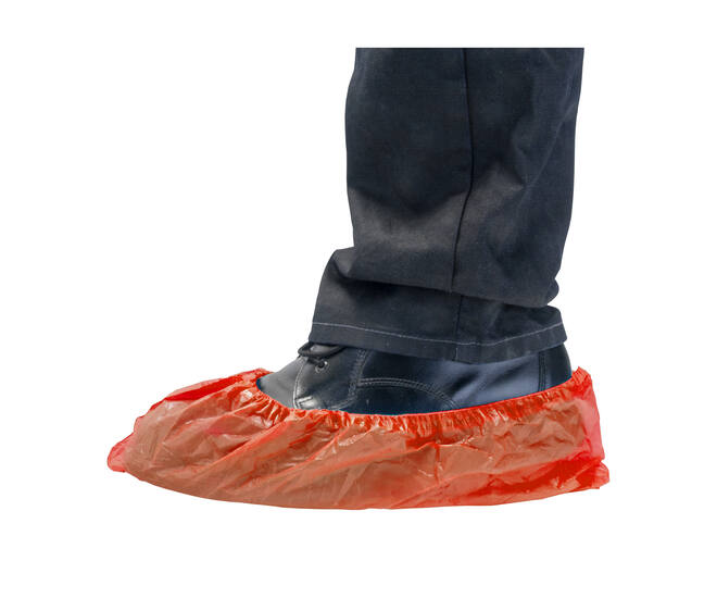 HYGOCLEAN® overschoen CPE rood 40Mu geruwd