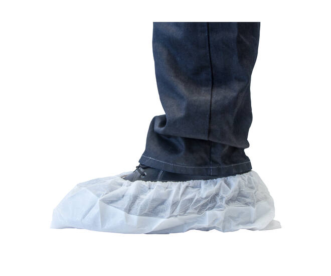 HYGOCLEAN® overschoen PP-PE wit/wit 70Mu geruwd