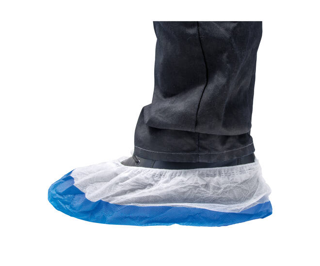 HYGOCLEAN® overschoen PP-PE wit/blauw 70Mu geruwd