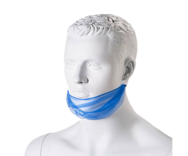 Baardmasker nylon micromaas blauw hoofdelastiek