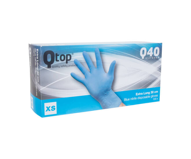 Q-TOP® Q40 handschoen nitril 30cm blauw XS