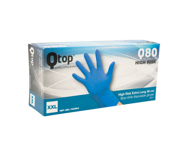 Q-TOP® Q80 handschoen nitril 30cm blauw 2XL