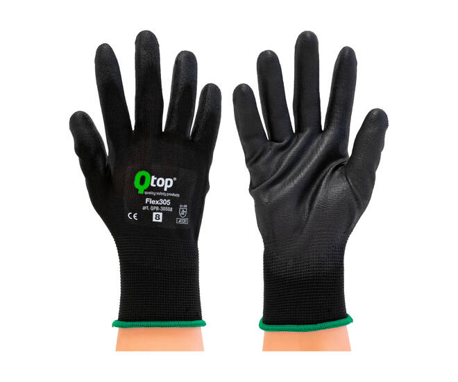 Q-TOP® FLEX305 handschoen PU palm PE zwart M