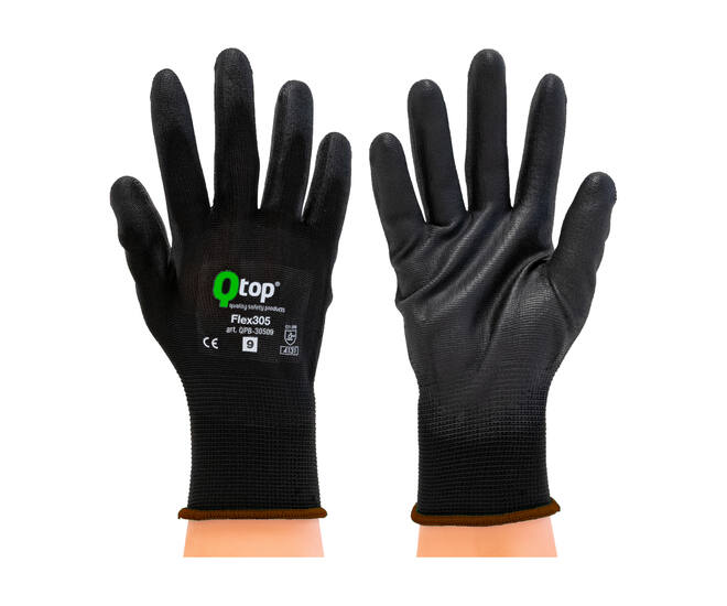 Q-TOP® FLEX305 handschoen PU palm PE zwart L