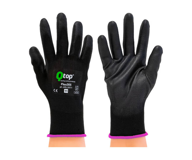Q-TOP® FLEX305 handschoen PU palm PE zwart 2XL