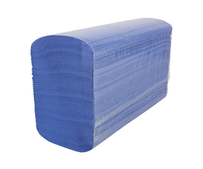Handdoek 2-lgs blauw cell ZZ-vouw