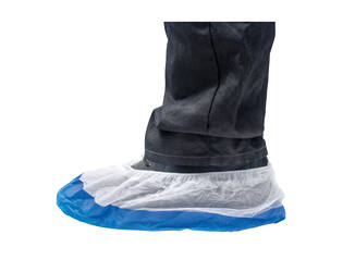 HYGOCLEAN® overschoen PP-PE wit/blauw 70Mu geruwd