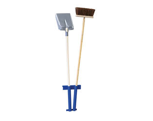 Veegset houder blauw klein tbv harde bezem/schop